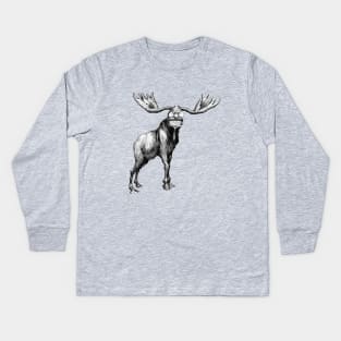 Teddy Roosevelt Bull Moose Cartoon Kids Long Sleeve T-Shirt